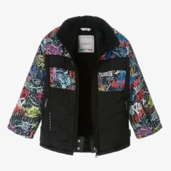 Pilguni Snowwear*Boys Black Graffiti Print Ski Jacket