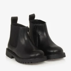 Versace Boots|Boots*Boys Black Leather Chelsea Boots