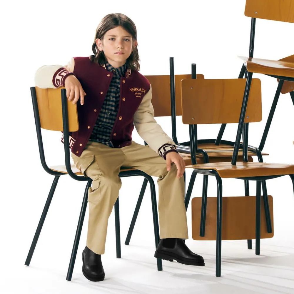 Versace Boots|Boots*Boys Black Leather Chelsea Boots