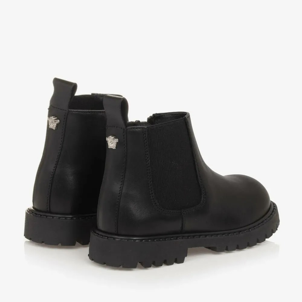 Versace Boots|Boots*Boys Black Leather Chelsea Boots