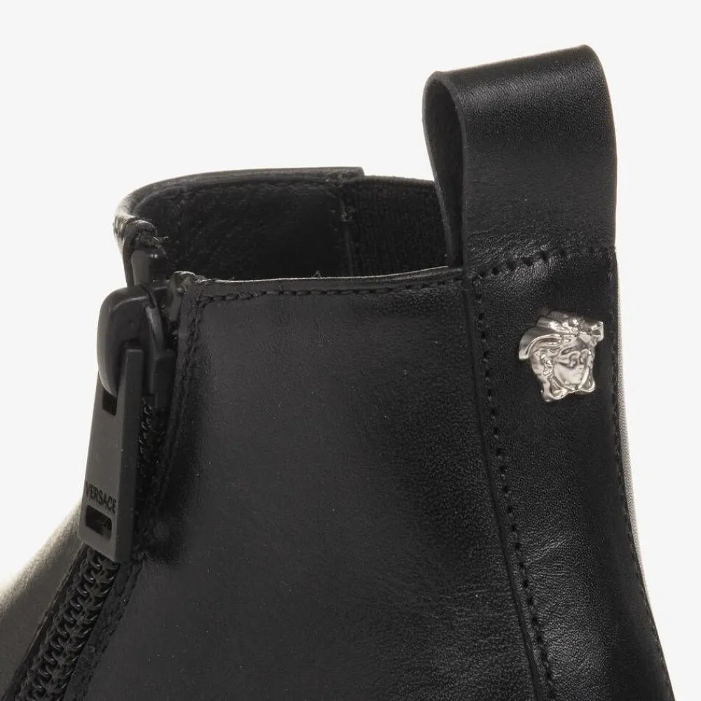 Versace Boots|Boots*Boys Black Leather Chelsea Boots