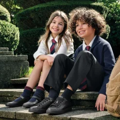 Geox School Shoes*Boys Black Leather Trainers