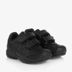 Geox School Shoes*Boys Black Leather Trainers