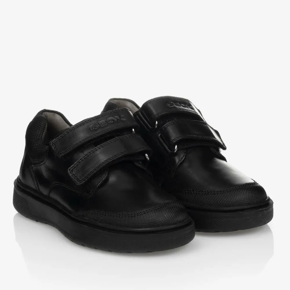 Geox Trainers|School Shoes*Boys Black Leather Velcro Shoes