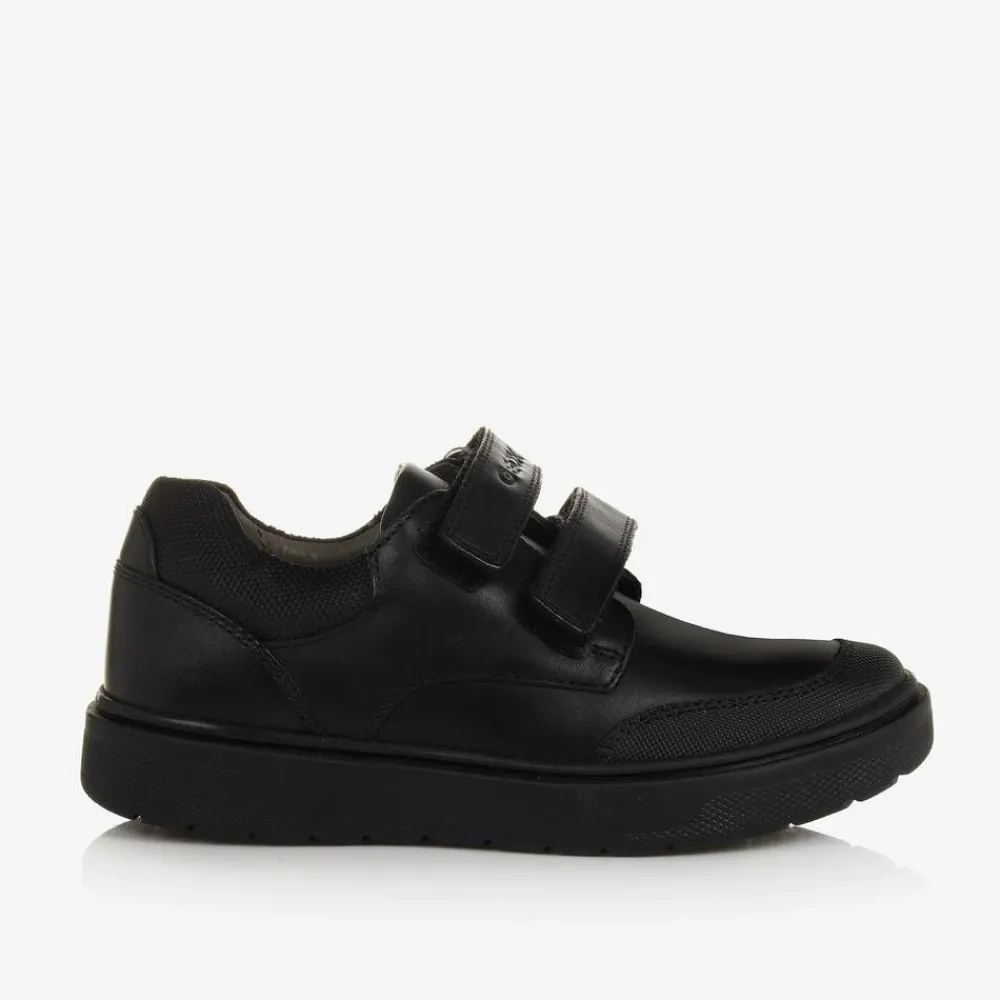 Geox Trainers|School Shoes*Boys Black Leather Velcro Shoes