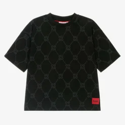 HUGO Tops*Boys Black Monogram Cotton T-Shirt