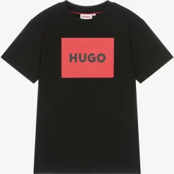 HUGO Tops*Boys Black Organic Cotton T-Shirt