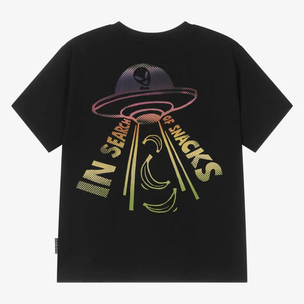 Molo Tops*Boys Black Organic Cotton UFO T-Shirt