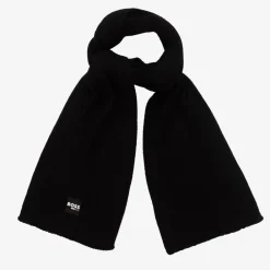 BOSS Scarves*Boys Black Ribbed Knit Scarf