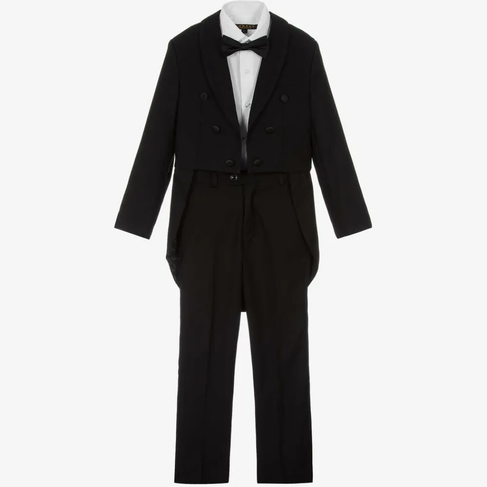 Romano Suits*Boys Black Tailcoat Tuxedo Suit