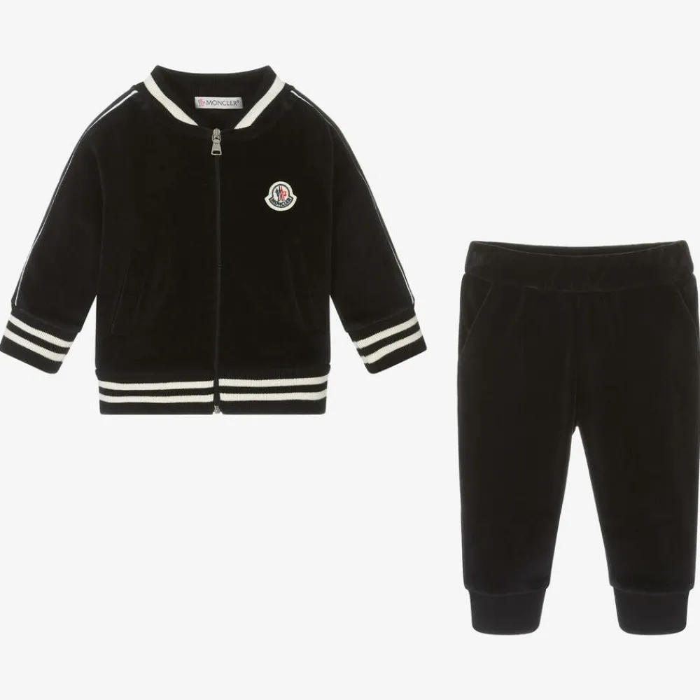 Moncler Enfant Tracksuits|Tracksuits*Boys Black Velour Tracksuit