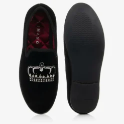 Romano Loafers & Moccasins|Loafers & Moccasins*Boys Black Velvet Crown Shoes