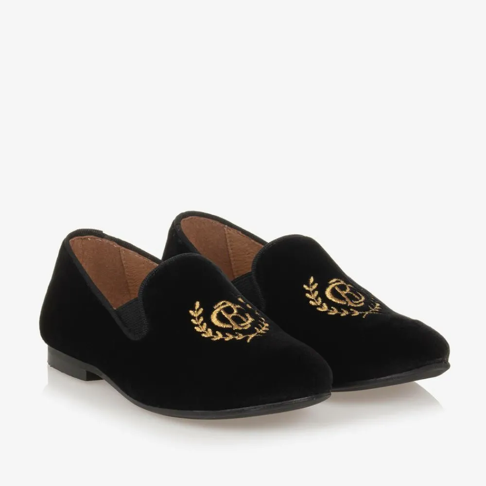 Beatrice amp; George Loafers & Moccasins|Loafers & Moccasins*Boys Black Velvet Monogram Loafers