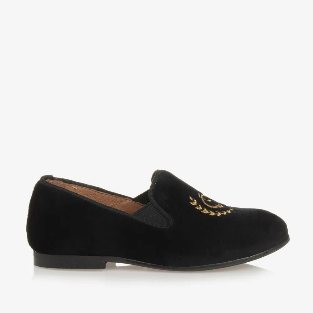 Beatrice amp; George Loafers & Moccasins|Loafers & Moccasins*Boys Black Velvet Monogram Loafers