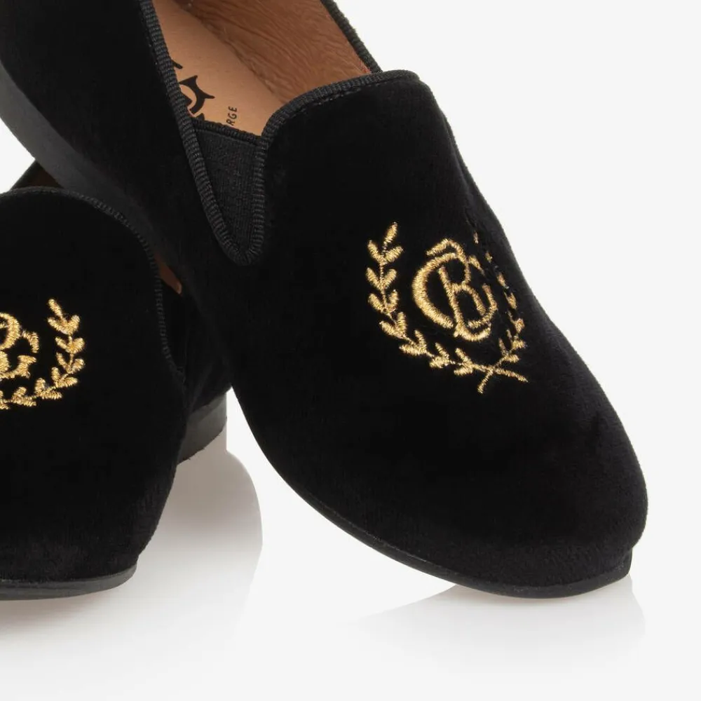 Beatrice amp; George Loafers & Moccasins|Loafers & Moccasins*Boys Black Velvet Monogram Loafers