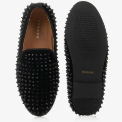 Romano Loafers & Moccasins|Loafers & Moccasins*Boys Black Velvet Studded Loafers