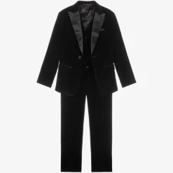 Romano Suits*Boys Black Velvet Suit
