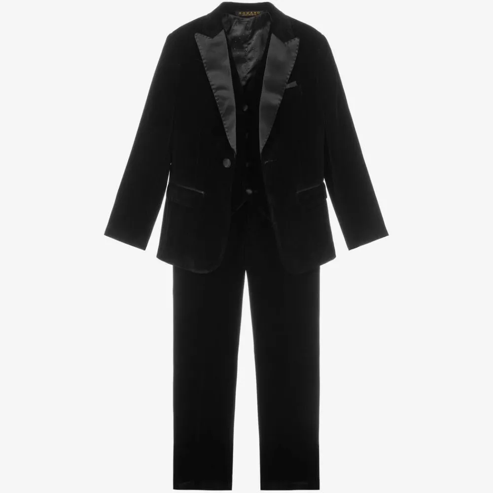 Romano Suits*Boys Black Velvet Suit