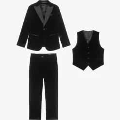 Romano Suits*Boys Black Velvet Suit