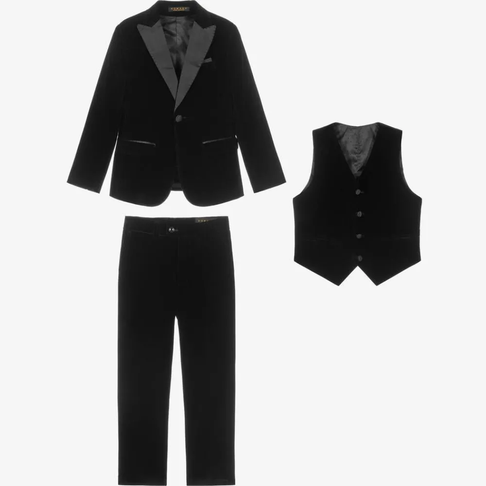 Romano Suits*Boys Black Velvet Suit