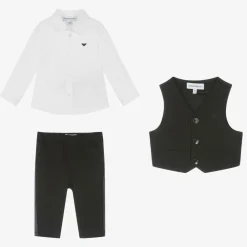 Emporio Armani Suits|Suits*Boys Black Wool Waistcoat Suit