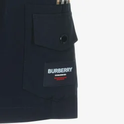 Burberry Shorts*Boys Blue & Beige Check Cargo Shorts