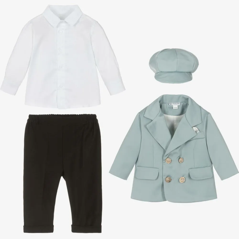 Andreeatex Suits|Suits*Boys Blue & Black Double Breasted Suit