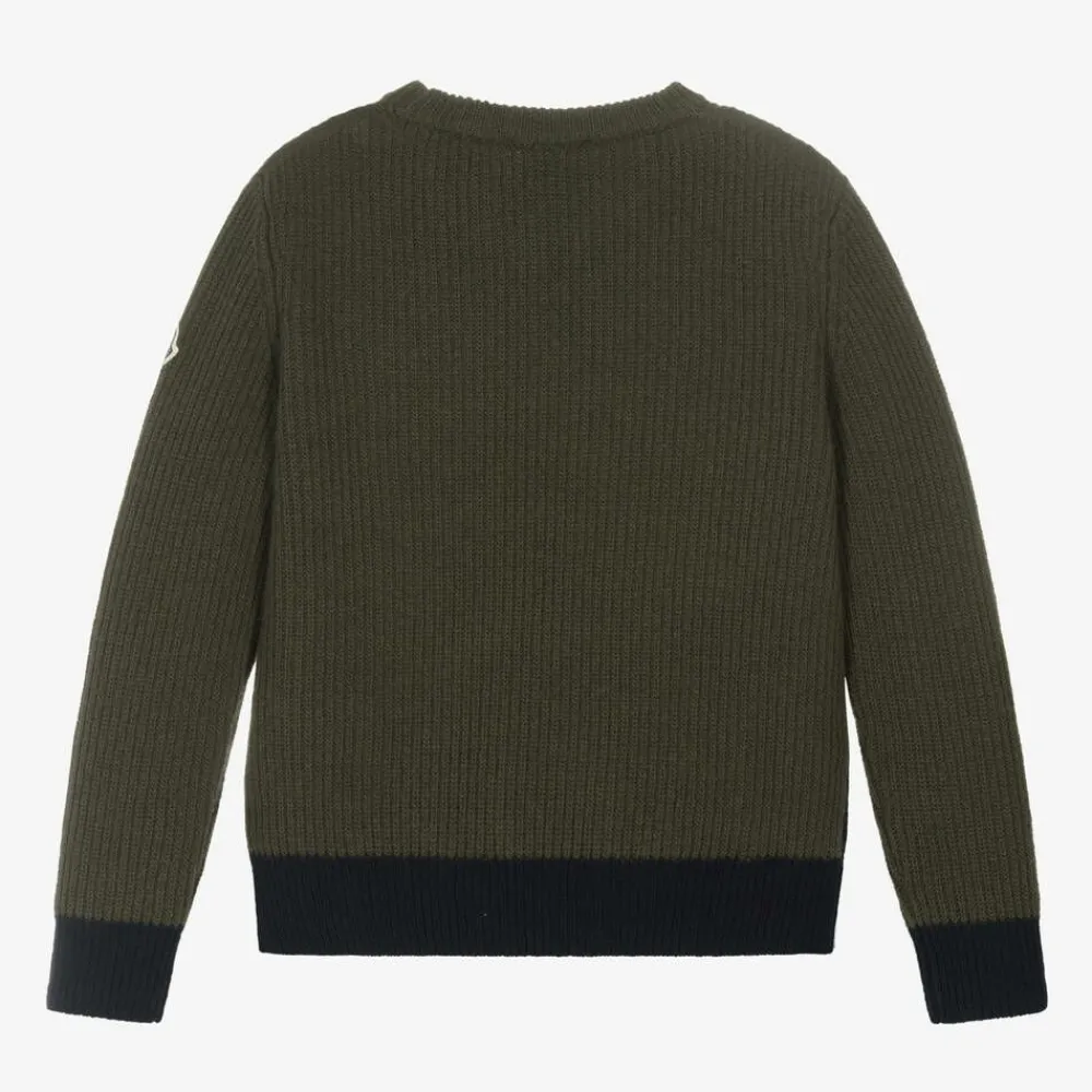 Moncler Enfant Tops*Boys Blue & Green Wool Knit Sweater