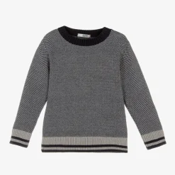 Dr. Kid Tops*Boys Blue & Grey Cotton Knit Jumper