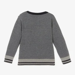 Dr. Kid Tops*Boys Blue & Grey Cotton Knit Jumper