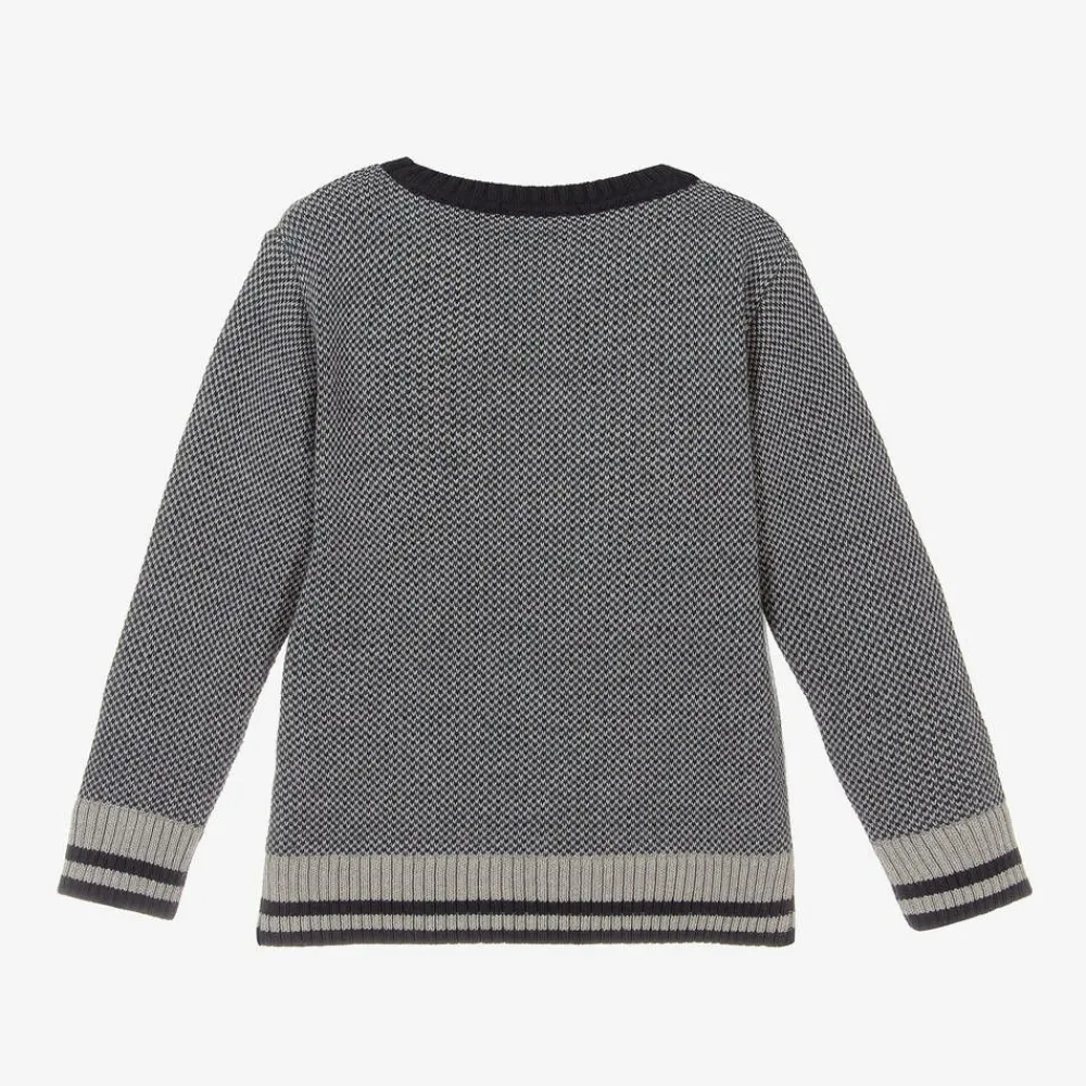 Dr. Kid Tops*Boys Blue & Grey Cotton Knit Jumper