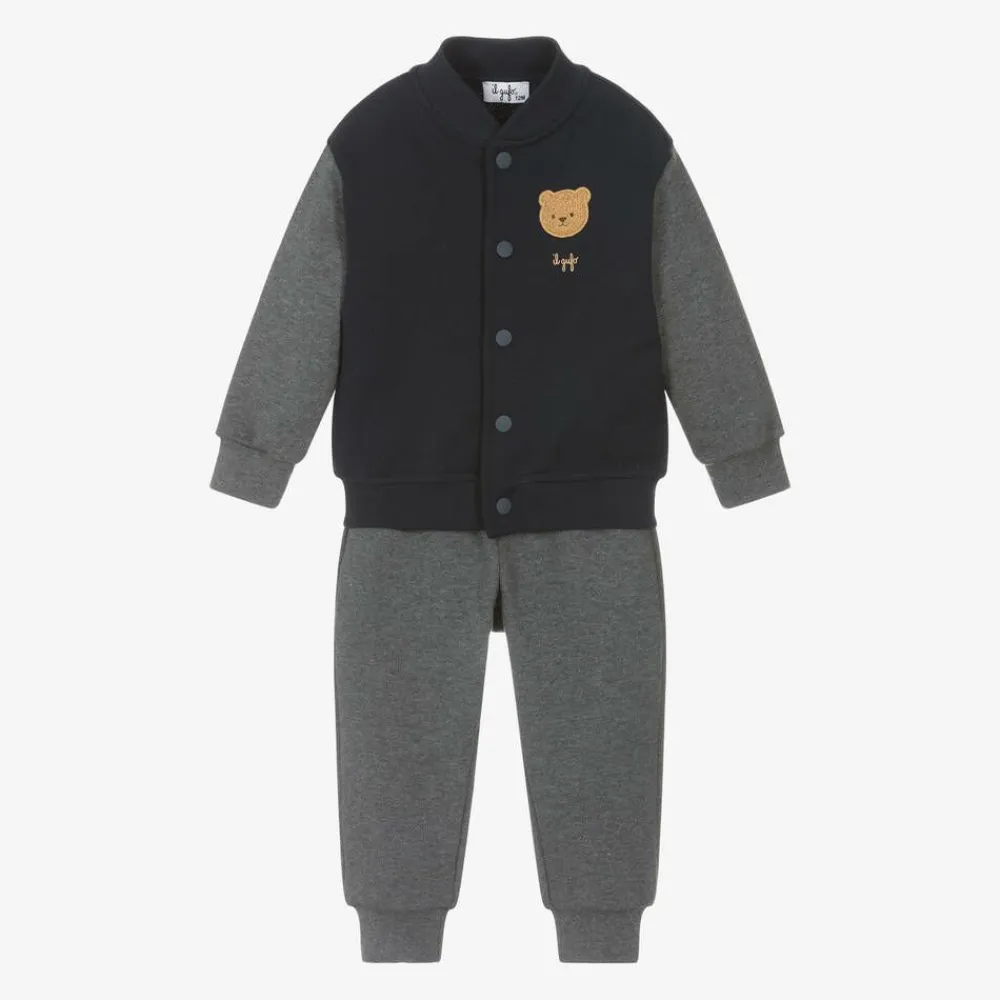 Il Gufo Tracksuits*Boys Blue & Grey Cotton Tracksuit