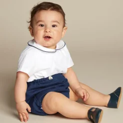 Ancar Outfit Sets|Outfit Sets*Boys Blue & White Cotton Buster Suit