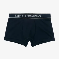 Emporio Armani Underwear*Boys Blue & White Cotton Boxers (2 Pack)