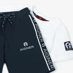 AIGNER Outfit Sets*Boys Blue & White Cotton Shorts Set
