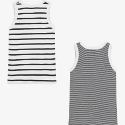 Petit Bateau Underwear*Boys Blue & White Cotton Vests (2 Pack)