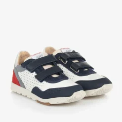 Pom dApi Trainers|Trainers*Boys Blue & White Leather Trainers