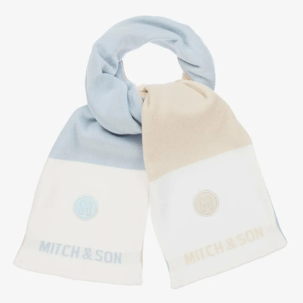 Mitch amp; Son Scarves*Boys Blue & Beige Reversible Scarf (118cm)