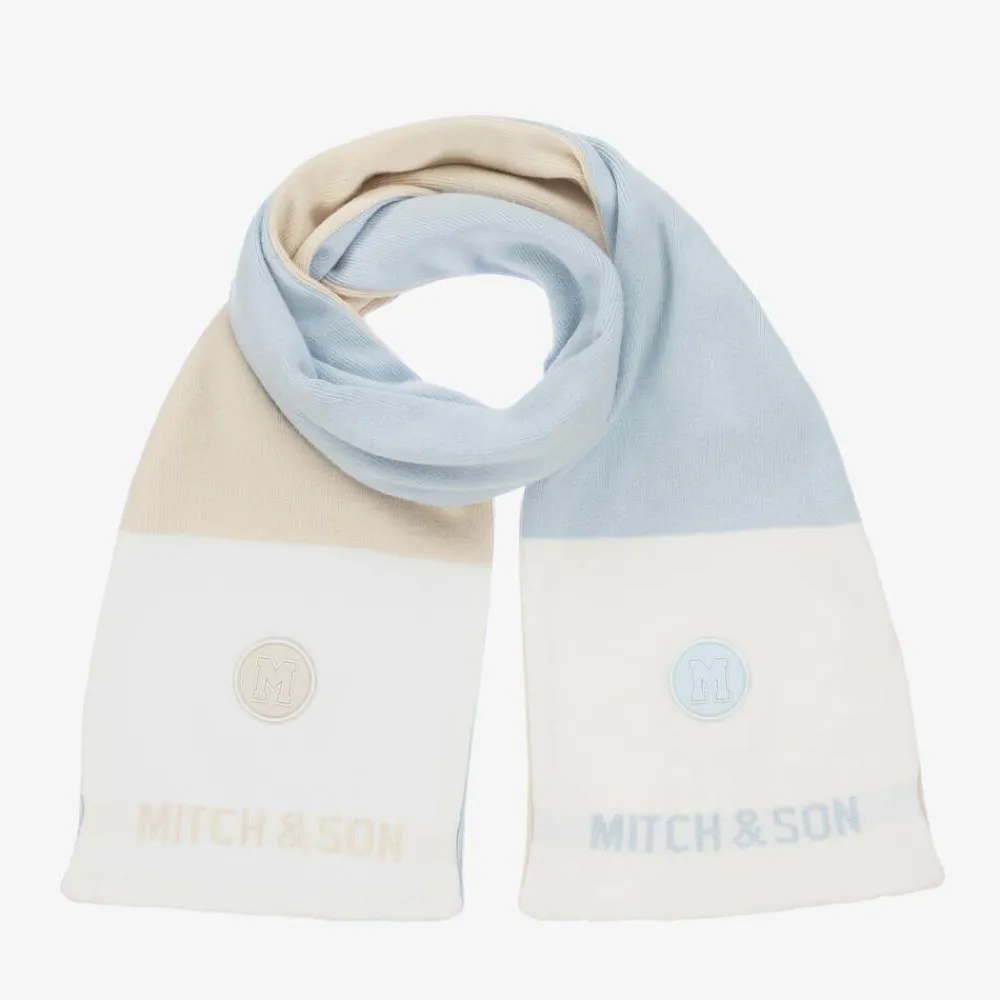 Mitch amp; Son Scarves*Boys Blue & Beige Reversible Scarf (118cm)