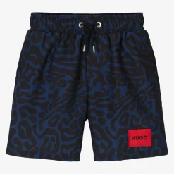 HUGO Swimwear*Boys Blue Animal Print Swim Shorts
