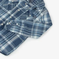 Guess Tops*Boys Blue Check Cotton Twill Shirt