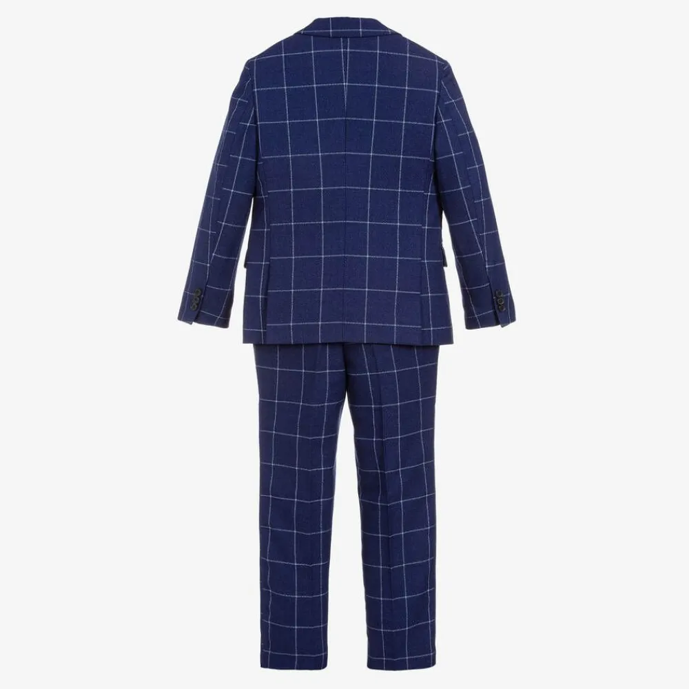 Romano Suits*Boys Blue Check Suit