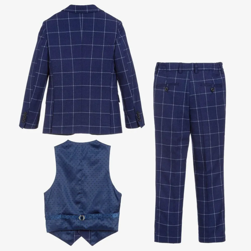 Romano Suits*Boys Blue Check Suit
