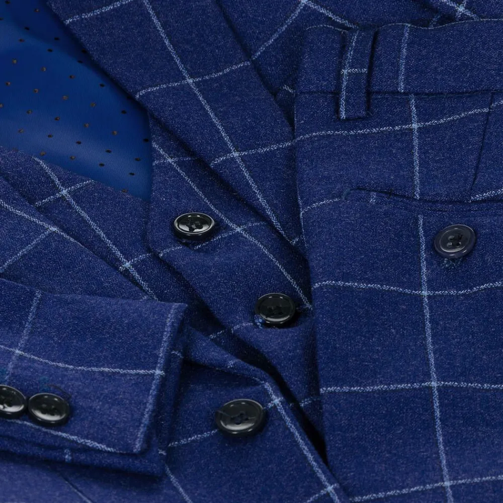 Romano Suits*Boys Blue Check Suit