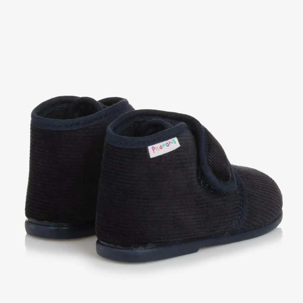Pisamonas Slippers|Slippers*Boys Blue Corduroy Slippers