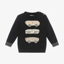 Mayoral Tops*Boys Blue Cotton & Wool Knit Sweater