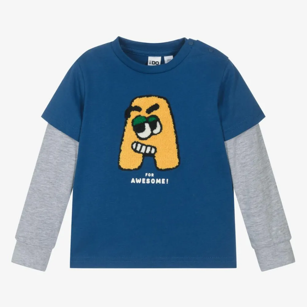 iDO Baby Tops*Boys Blue Cotton Awesome Top