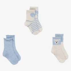 Mayoral Socks|Socks*Boys Blue Cotton Bear Socks (3 Pack)