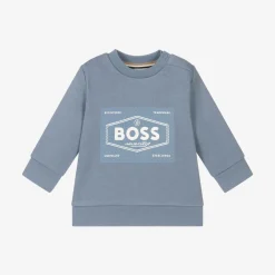 BOSS Tops*Boys Blue Cotton 1977 Logo Sweatshirt