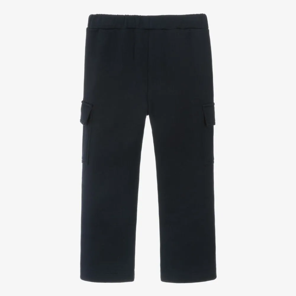 Il Gufo Trousers*Boys Blue Cotton Cargo Joggers